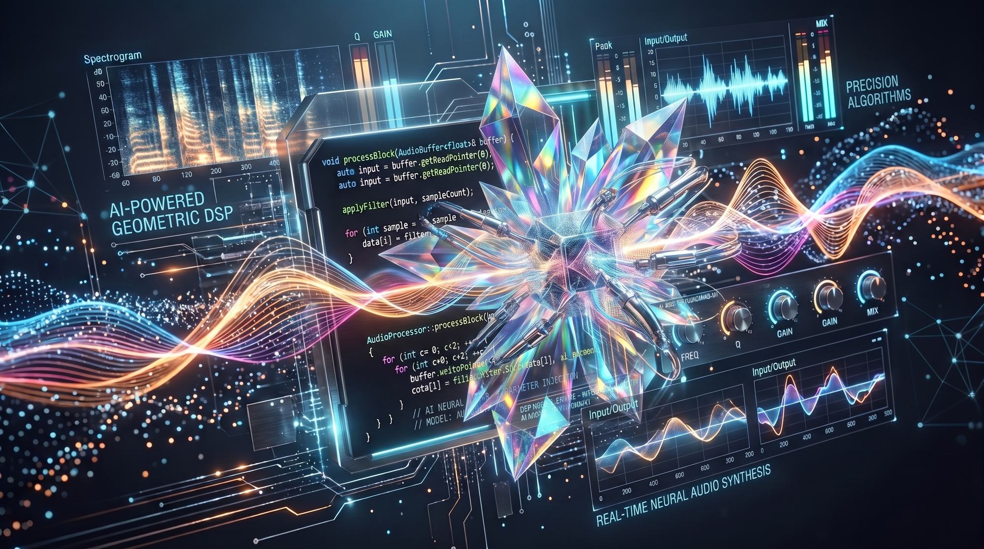 DOM の AI エージェントが信号を監視しながら DSP を制御する様子